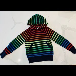 Crewcuts rainbow striped hooded sweater. Sz 6-7
